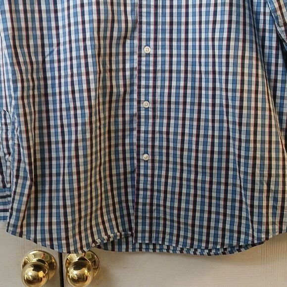 Chaps Stretch Easy Care blue plaid long sleeve button down shirt  Sz L NWOT - Picture 2 of 9